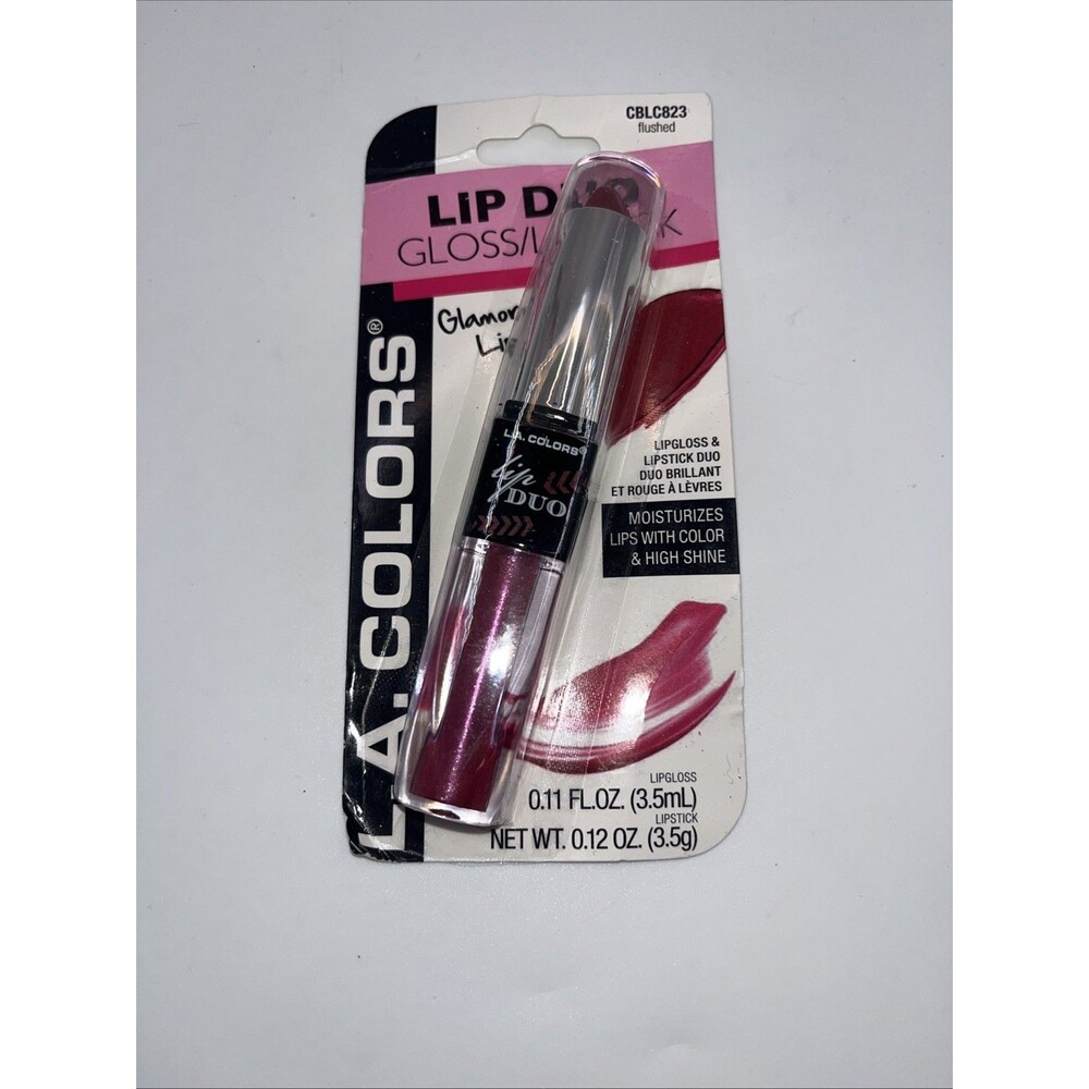 L.A. Colors Lip Duo Lip Gloss & Lipstick, Moisturize & Shine-Flushed